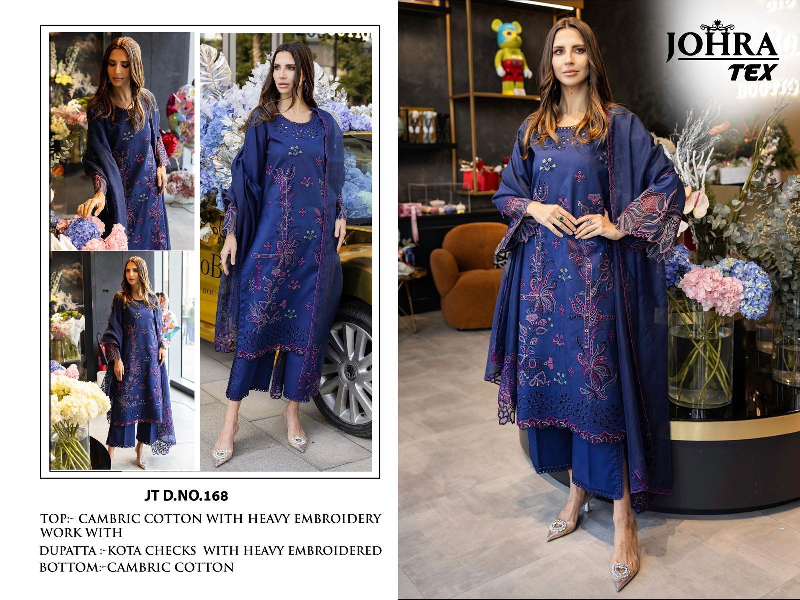 Johra Tex 168 Cambric Cotton Pakistani Salwar Kameez Wholesalers In Delhi